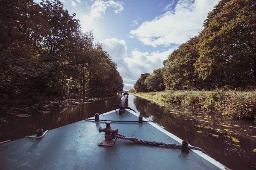 A view off the front of the boat